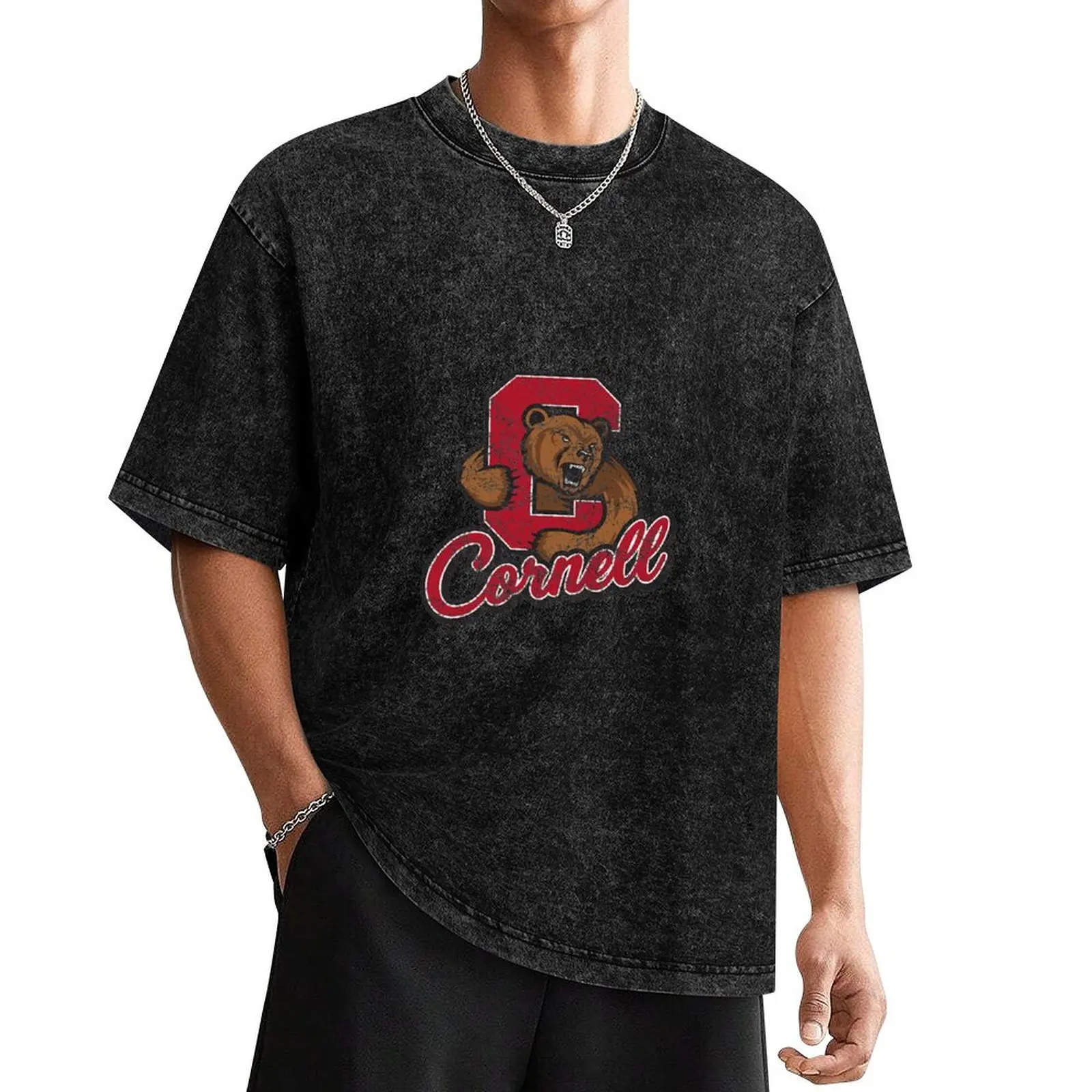 Kids Cornell Big Red Apparel Vintage Distressed Cursive Icon Premium T-Shirt graphics customizeds tee shirts for men