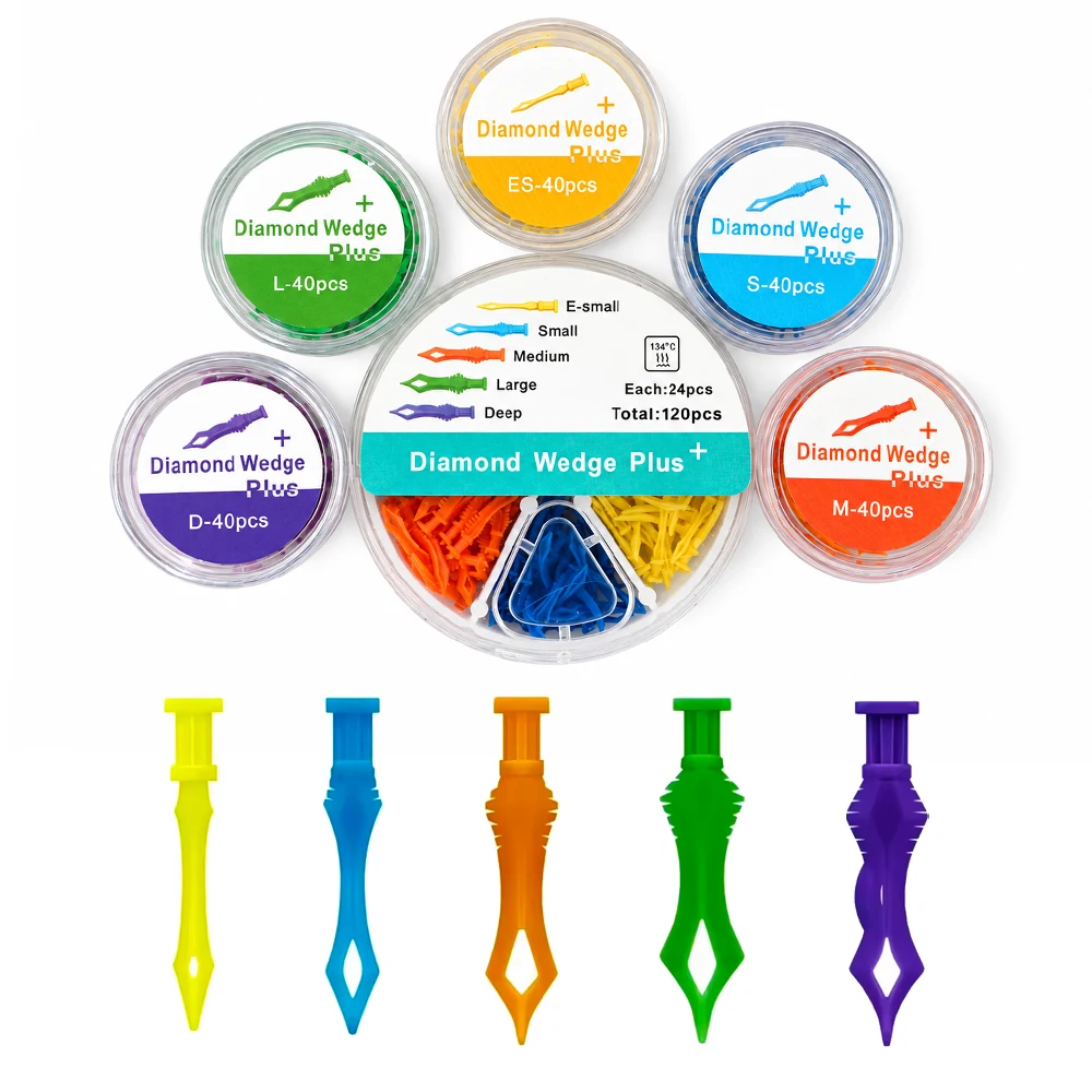 Dental Diamond Wedges Kit Interdental Plastic Wedges for Tooth Gaps Sectional Matrix System Composite Restoration Tools