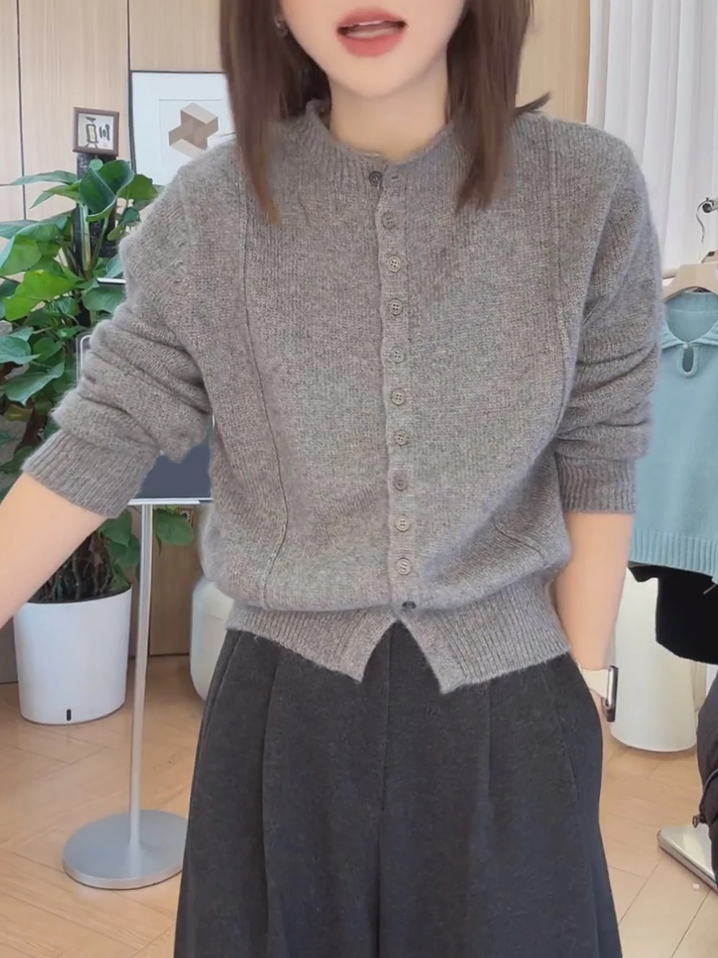 Ladies' Knitted Open Cardigan Long Sve Commute Sle Single Button Casual Slim Fit Pure Color Top for Autumn 2025