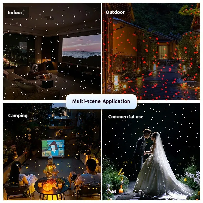 Outdoor Firefly Projection Light Starry Sky Snowflake Maple Leaf Effects for Garden BBQ & Holiday Get Together Atmosphere