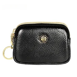 Simple Genuine Leather Women Coin Purse Double Zipper Small Purse Wallet Mini Purses