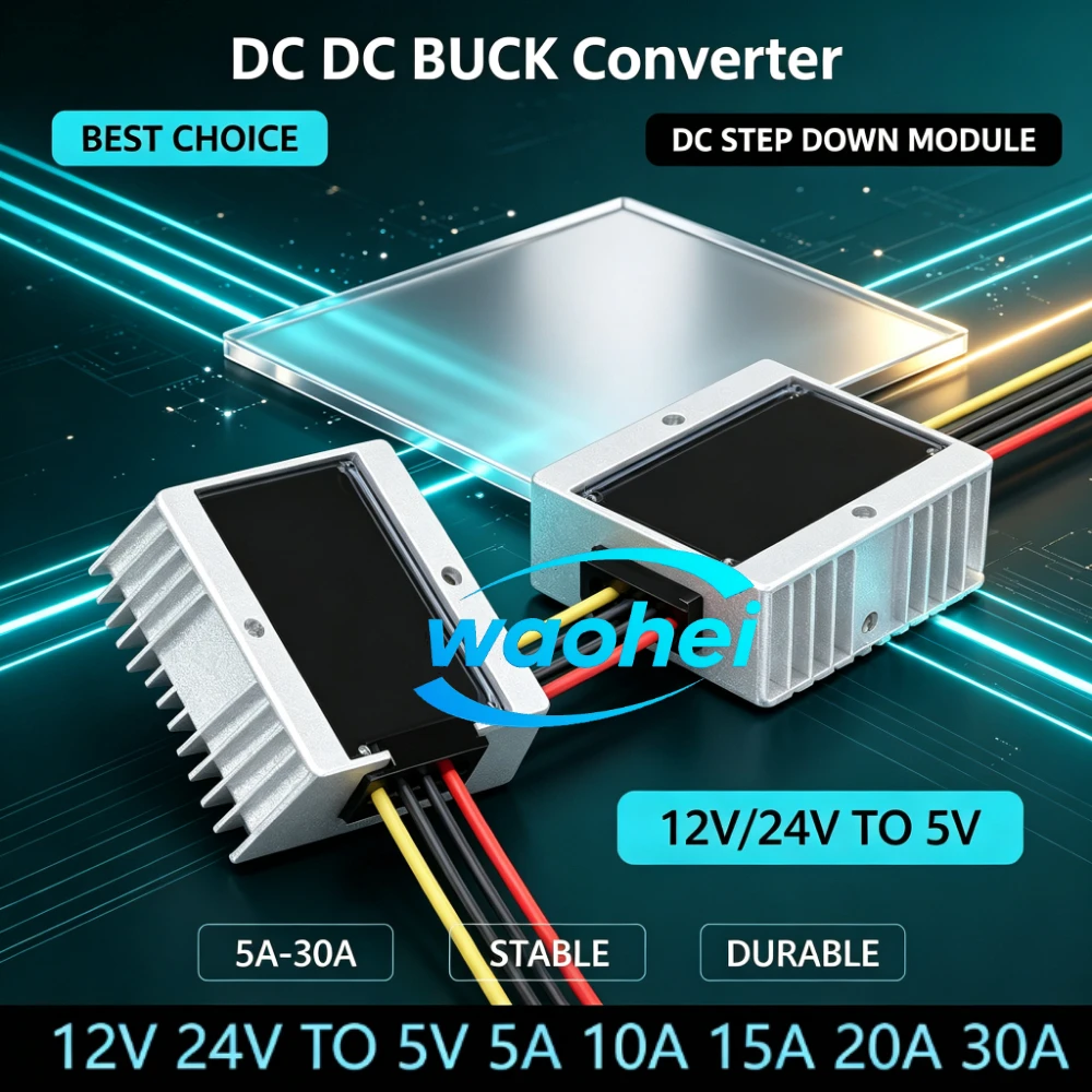 12V 24V to 5V 5A 10A 15A 20A 30A DC Step-down Power Converter Car LED Power Supply Adapter Stabilizer Buck Voltage Regulator