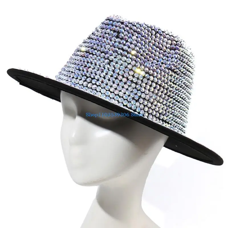 400A Retro Fashion Shiny for Rhinestone Hat British Retro Top Hat for Hipster Trend Casual Outdoor for Sun for Women Men