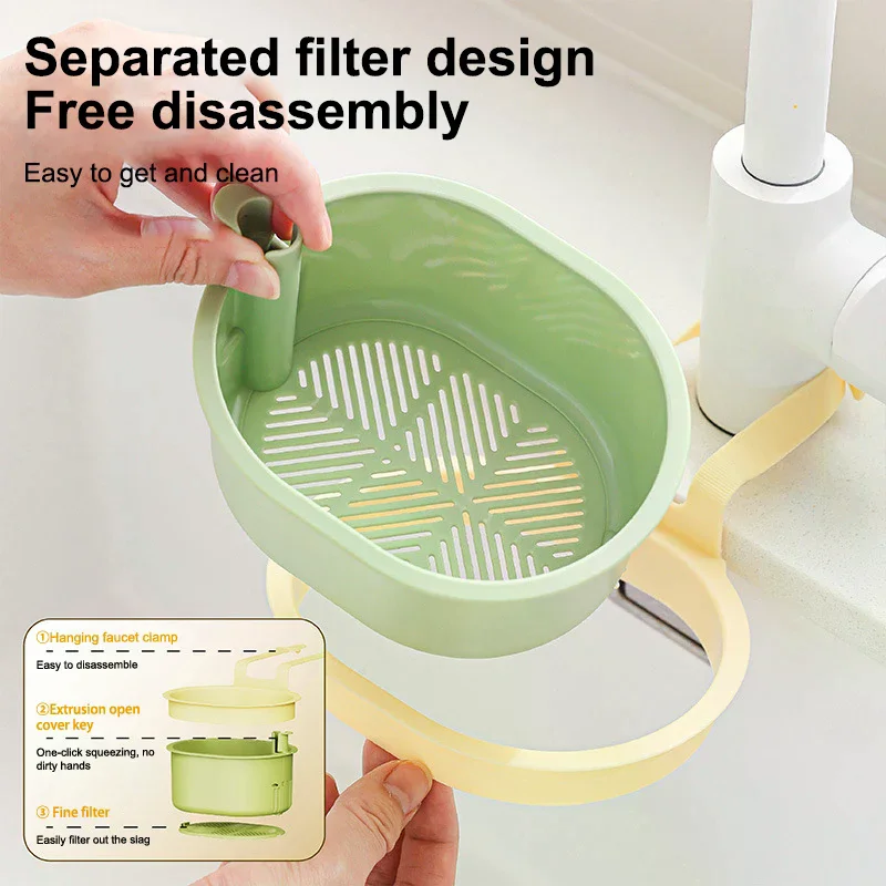 

Basket Kitchen Filter Two-in-one Sink Hanging Strainer Openable Bottom Cover Detachable Garbage Multifunctional Quickly Drain
