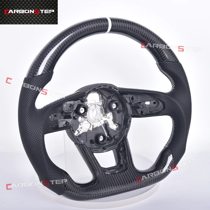 Car Perforated Leather Carbon Fiber Steering Wheel For Audi RS3 RS4 RS8 S3 S4 S5 A3 A4 A5 B8 B9 B7 C7 C6 C8 8V 8P B8.5 B6 B5