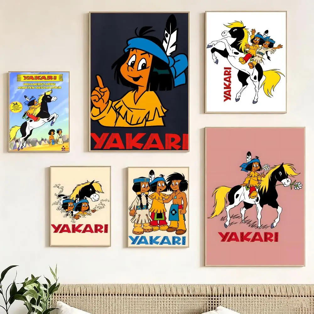 Kids Cartoon Y-Yakari Poster Pegatina artistica HD autoadhesiva impermeable para salon dormitorio