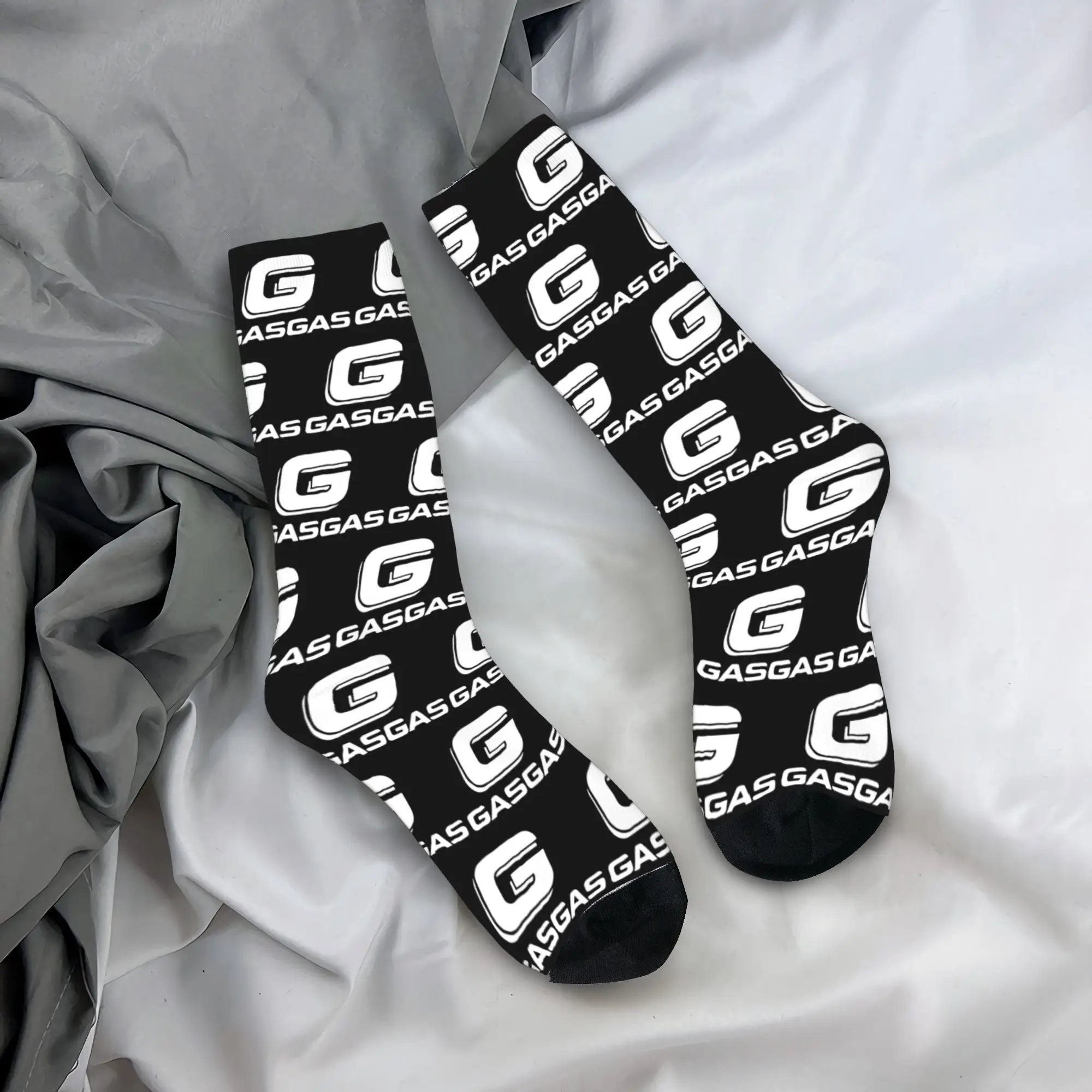 Custom Funny Printing G-Gasgases Logo Motor Socks for Women Men Stretch Summer Autumn Winter Racing Crew Socks