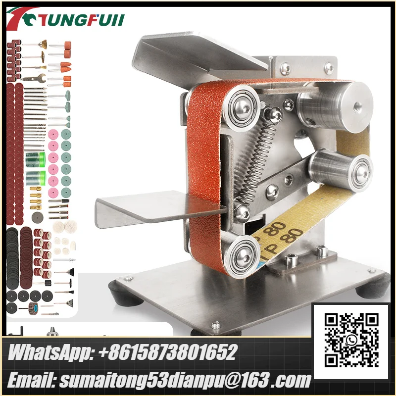 110V-220V Mini Belt Sander Grinding Machine Sharpening Sanding Grinding Tool Electric Sander DIY Polisher Machine DC 12-24V