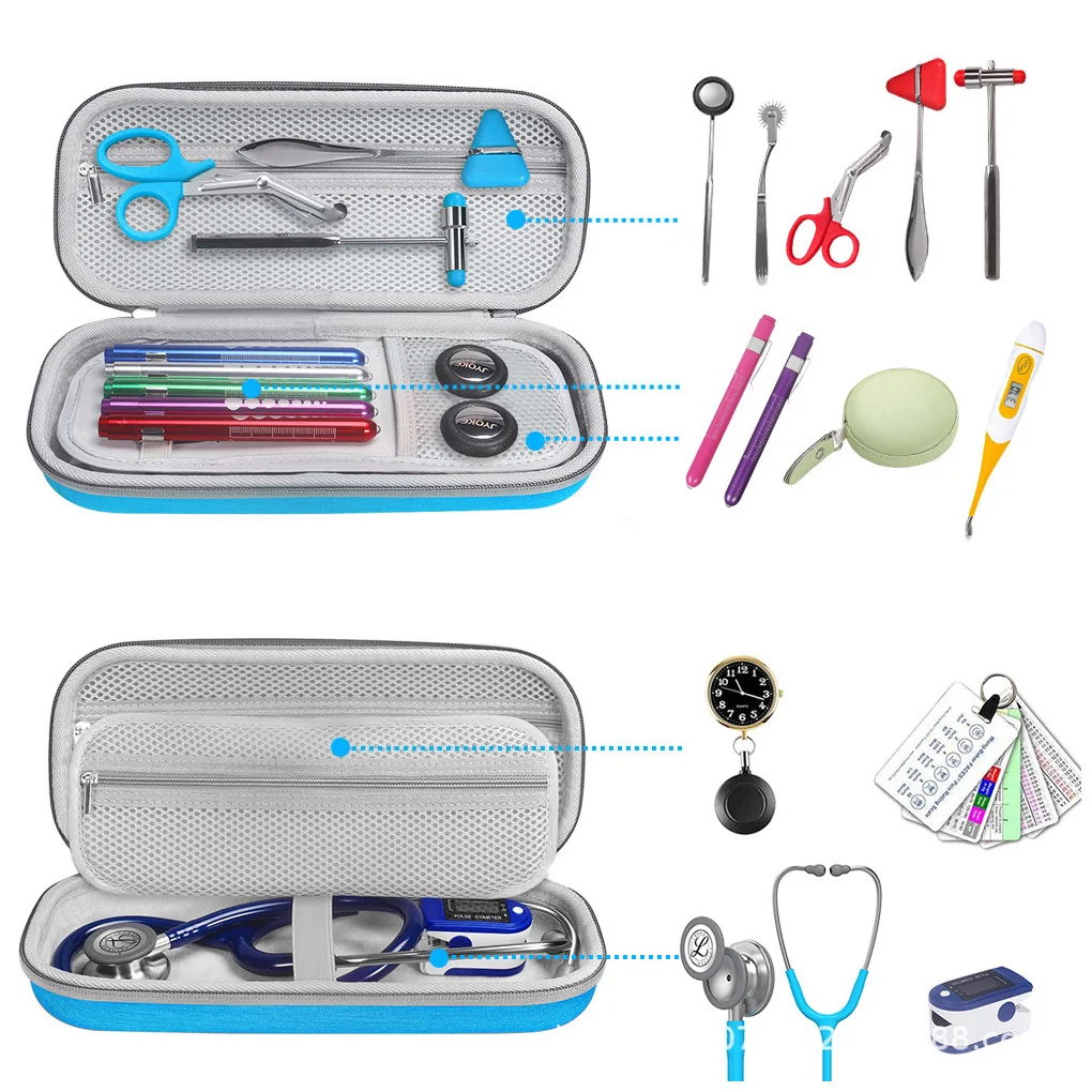 Stethoscope Case Waterproof Rectangular Replacement Solid Color Lifting Handle Scratchproof Tweezer Storage Bag Black