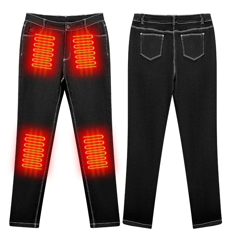 Winter Rechargeable Battery Electrical Heated Jean Pants Warming Trousers for Cold Weather