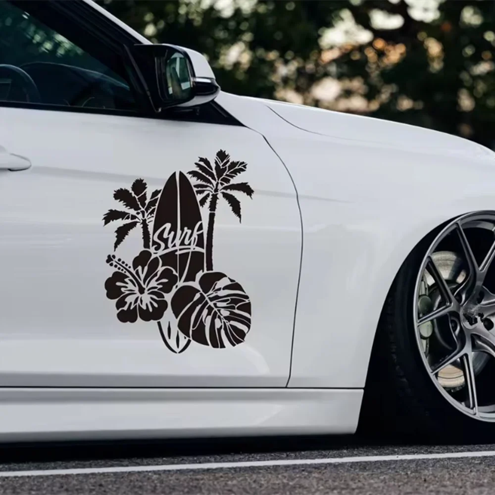 Pegatinas de vinilo para coche de Surf Tropical, calcomanías impermeables para SUV, camión, viajes en la playa, accesorios de decoración para ventana y carrocería de verano