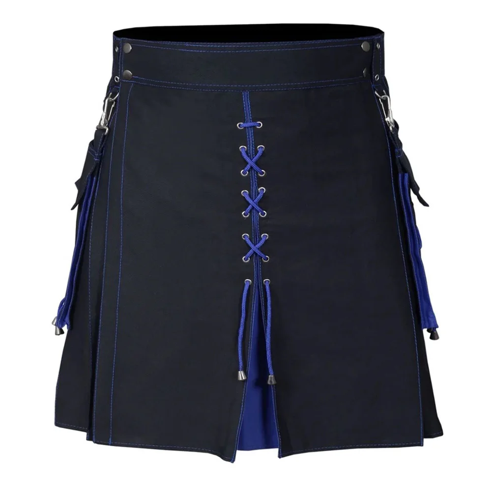 Schottischer Feiertags-blauer schottischer Rock, lässig, Frühling und Herbst, modische Urlaubskleidung, Freizeitkleidung, ethnisches Muster