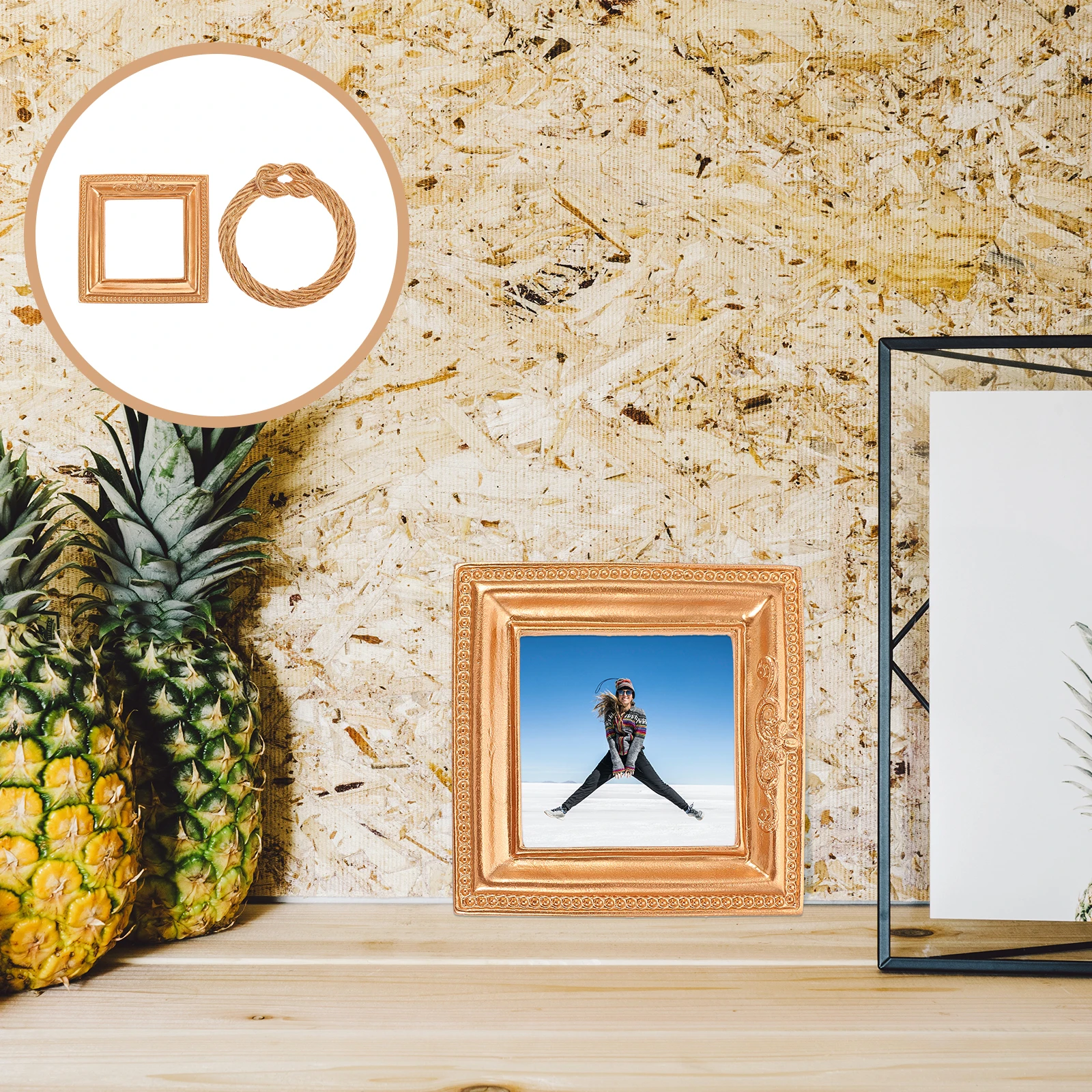 

2Pcs Gold Ring Resin Picture Frames Vintage European Style Decorative Photo Display Frames Wall Ornament Home Decorations