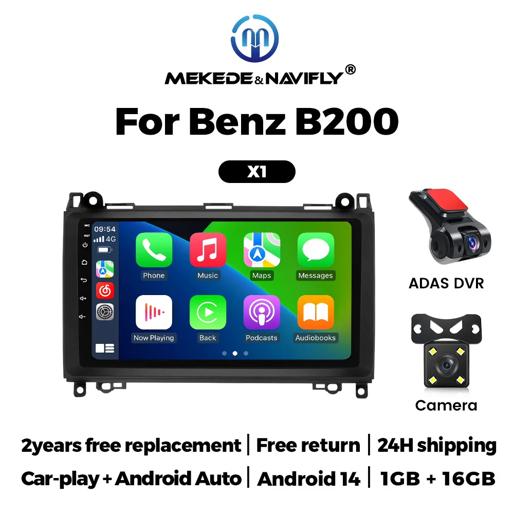 Android 14 autoradio voor Mercedes Benz W169 W245 B200 W906 Sprinter W639 Vito draadloze Carplay Android Auto multimediaspeler BT
