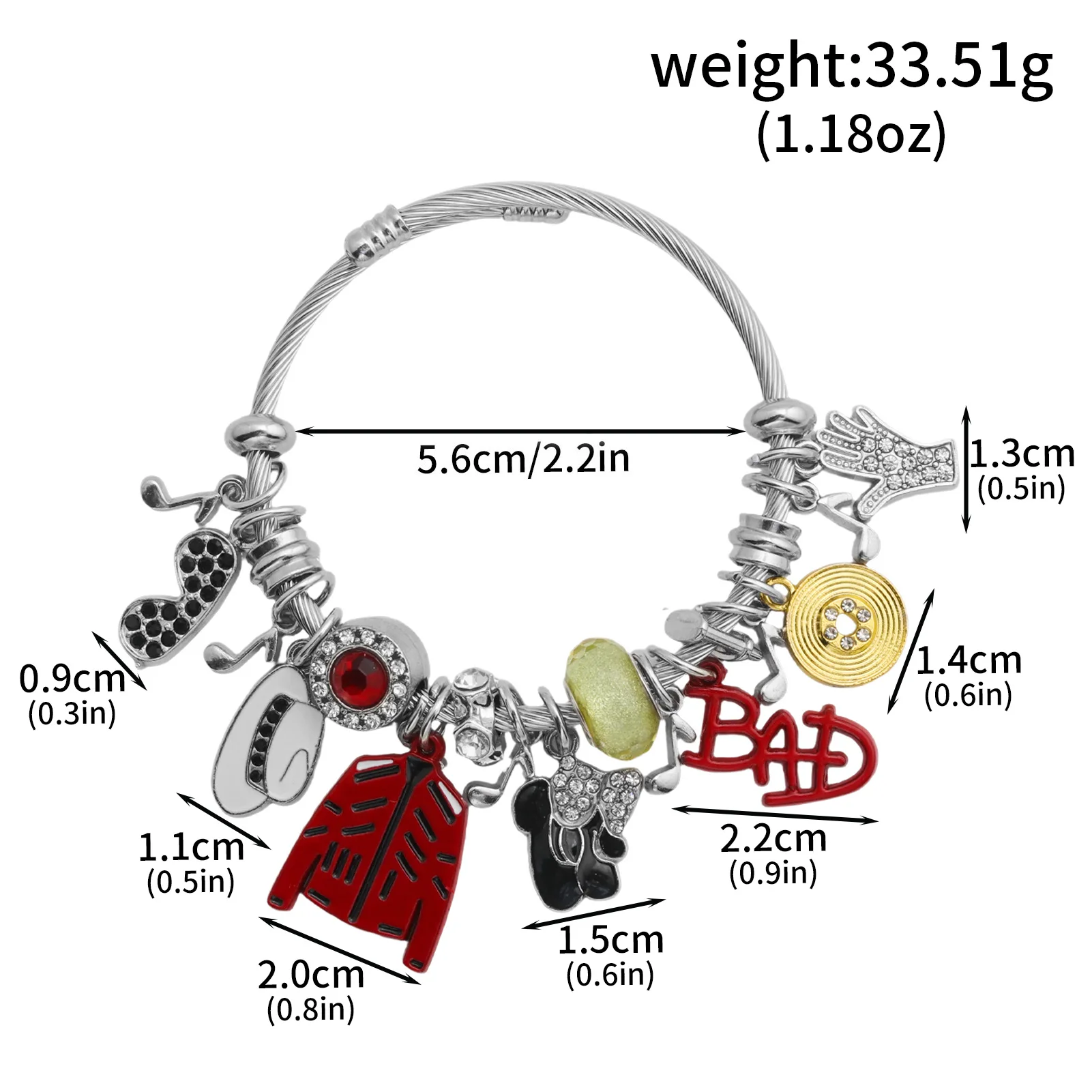 Michael Jackson Bracelets for Women Men Commemorative Series Charms Pendant Chain Bangle Music Fans Jewelry Gifts