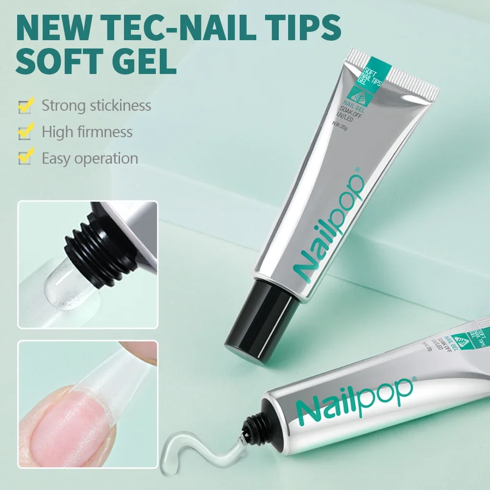 مجموعة أظافر NAILPOP مع مصباح LED بالأشعة فوق البنفسجية لتمديد الأظافر نصائح الأظافر مع مجموعة أدوات أظافر جل ناعمة للغراء للمبتدئين منتجات مانيكير