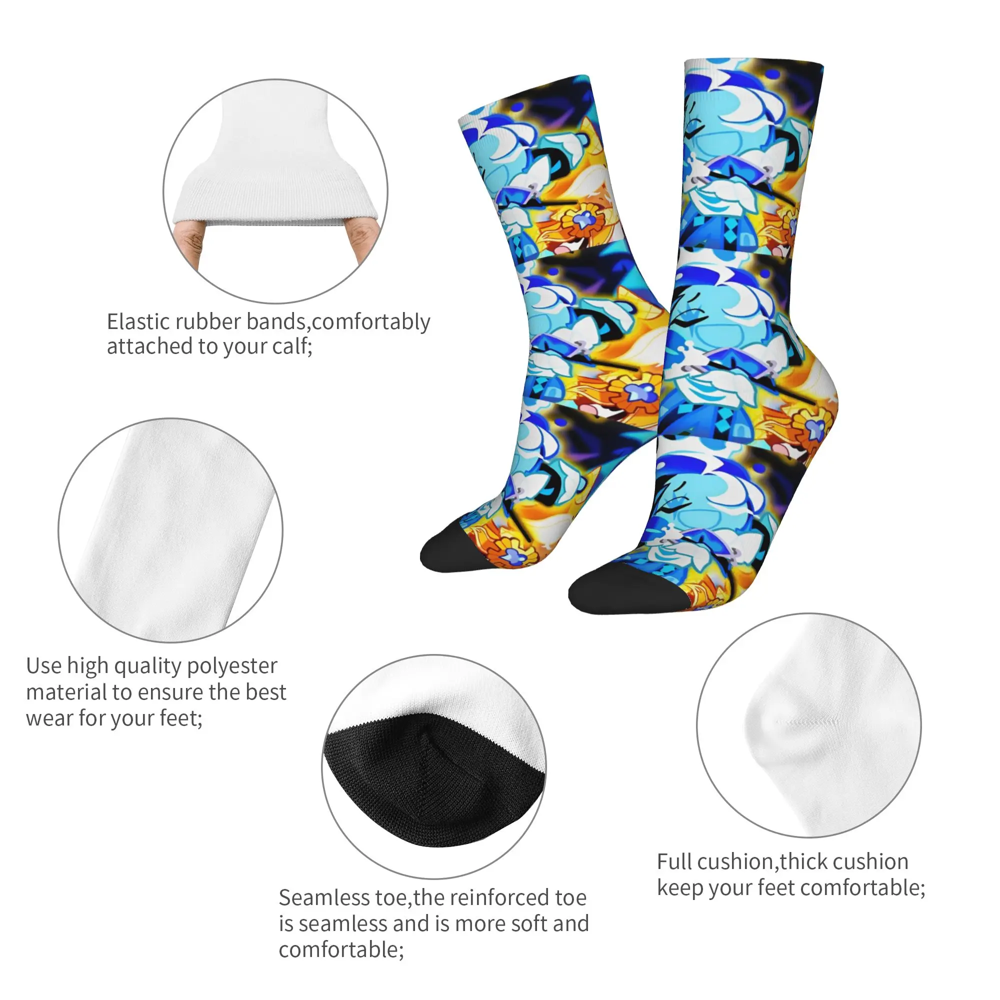 Autumn Winter Hip-hop Men's Women's Shadow Milk Cookie Run Kingdom Socks Cute Cartoon Anime Sweat Absorbing Football Socks