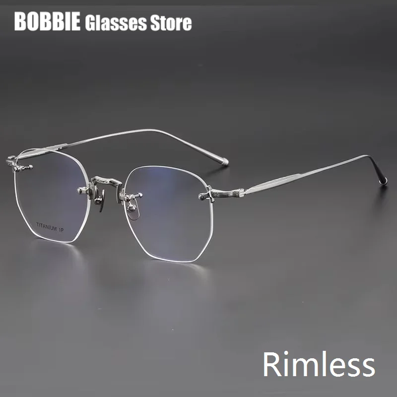 Fashion Polygon Glasses Frame Rimless Pure Titanium Men Eyeglasses Japanese Handmade Design Customized Shape Frameless 2025 New