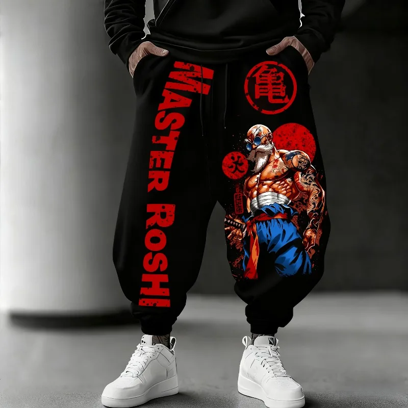 メンズ秋冬スウェットパンツ日本アニメドラゴンボールマスターロシプリントパンツ Y2k ズボン綿レギンスヴィンテージ服