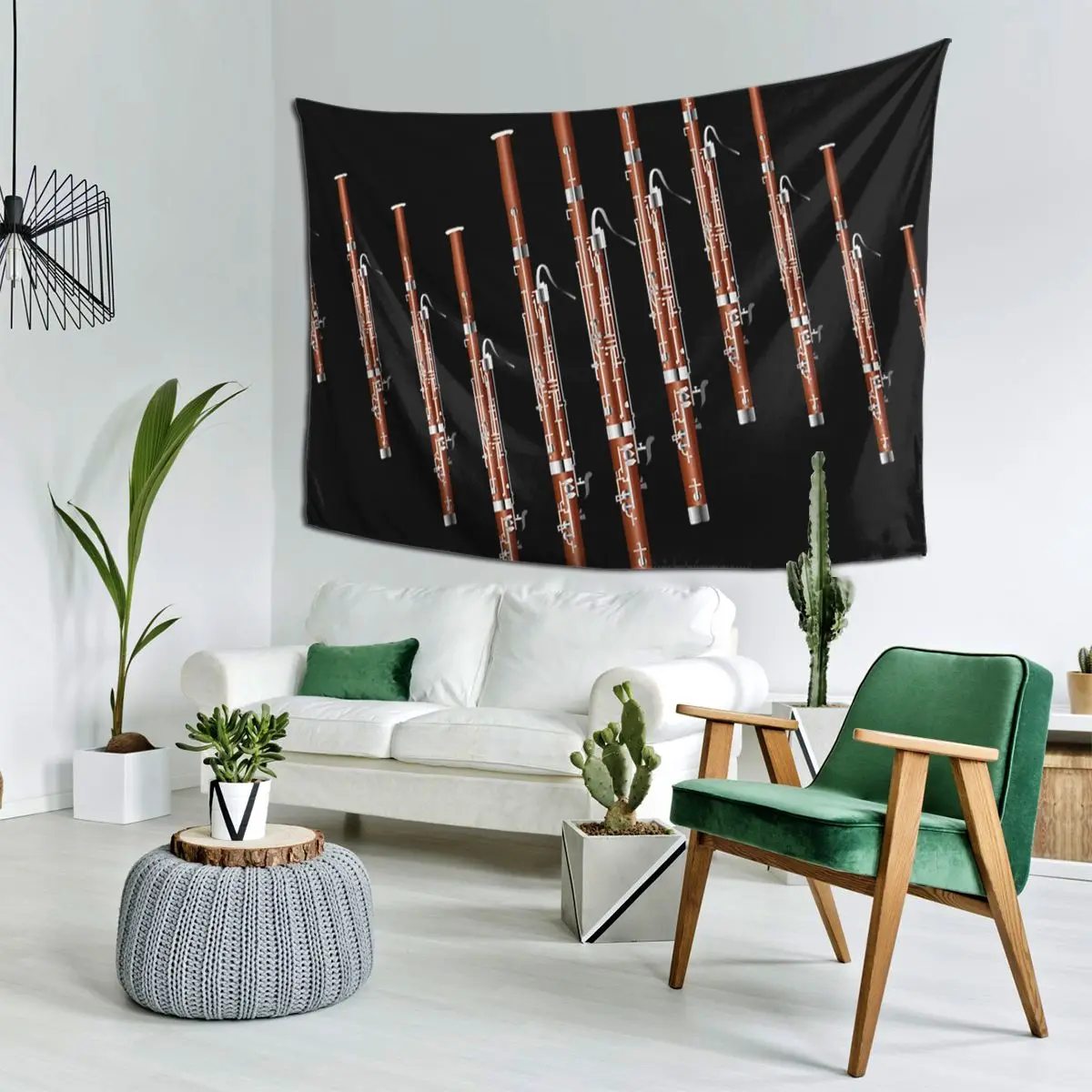 Bassoon On Black Zigzag Tapestry Funny Wall Hanging Aesthetic Home Decor Tapestries for Living Room Bedroom Dorm Room