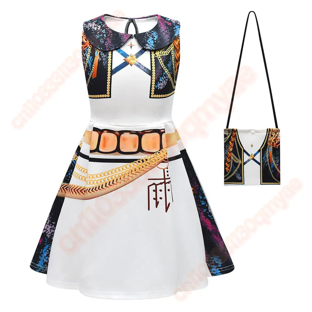 Rumi Kids 코스프레 드레스 KPop Roleplay의 악마 헌터 소녀 스커트 가방 의상 어린이 변장 정장 할로윈 카니발 파티