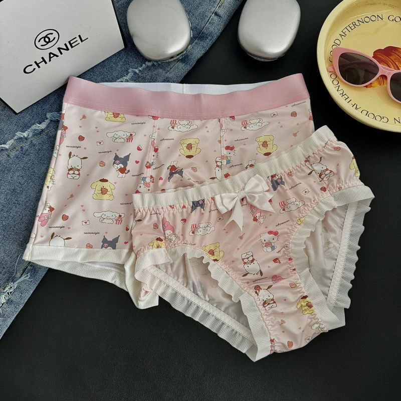 

Sanrio Cute Couple Milk Silk Panties For Men & Women Fashion Breathable Cartoon Lace Briefs For Men Boxer Boxers Holiday Gifts