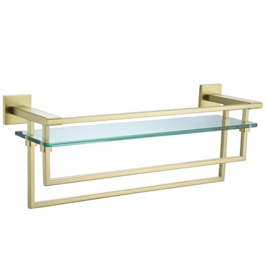 

Bathroom Glass Shelf with Towel Bars 20-Inch Floating Tempered Glass Shelves with 2 Towel Rails Cologne Shelf for Men Shower Ba