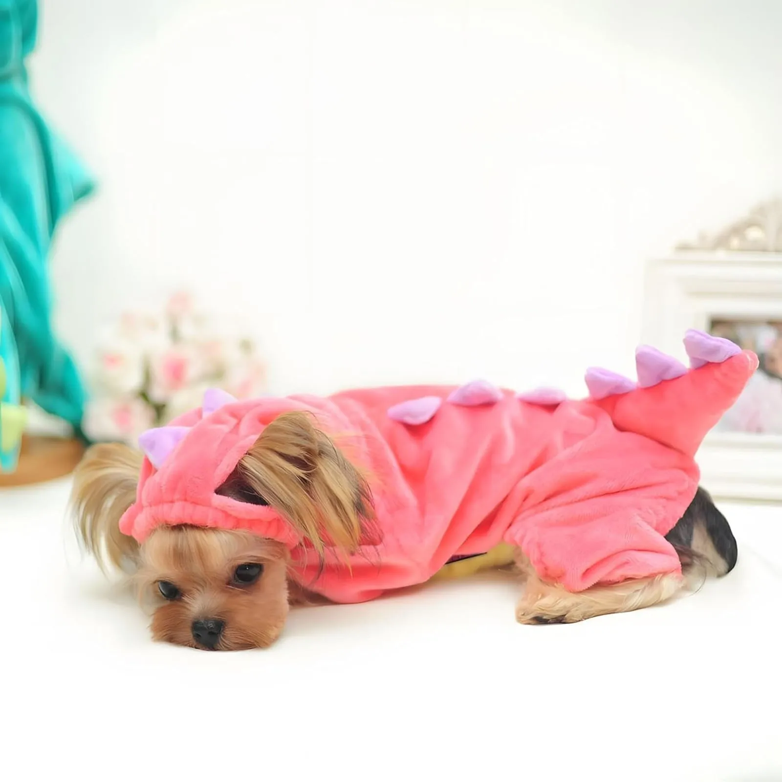 Halloween Dinosaur Dog Jumpsuit Elastic Dinosaur Transformation Costume Halloween Dog Costume Crystal Fleece