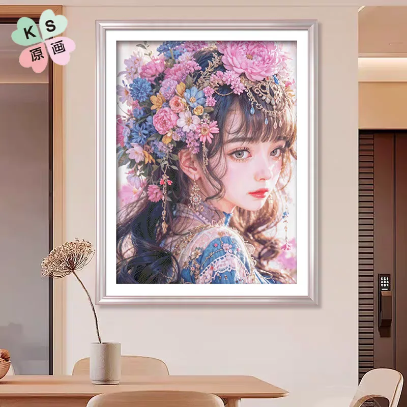 ks cross stitch 2024 new modern living room bedroom hanging picture semi-finished characters embroidery embroidery shaohua