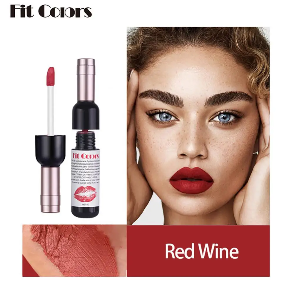 Red Wine Bottle Lip Tint Non-stick Cup Lip Glaze 6 Colors Waterproof Lip Gloss Cosmetics Liquid Moisture Lipstick Lips Makeup