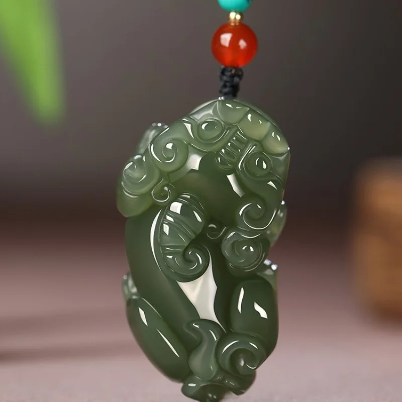 

Qingshui Hetian Gray Fortune Pixiu Men'S And Women'S Bully Jade Pendant Necklace