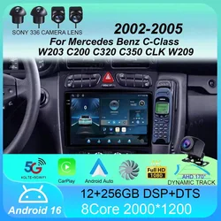 Car Radio Android 16 For Mercedes Benz C-Class W203 C200 C320 C350 CLK W209 2002 - 2005 Navigation GPS Multimedia Player Stereo