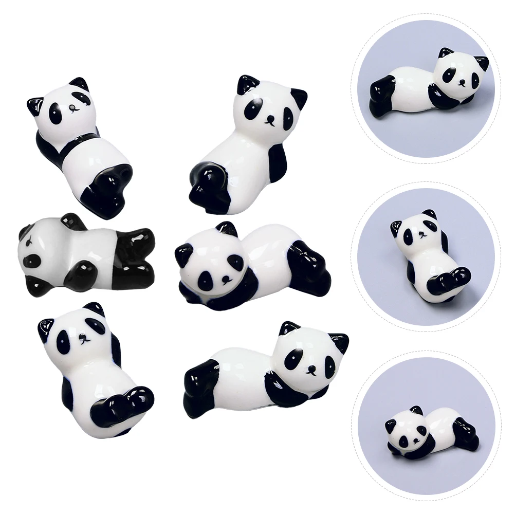 

6pcs Panda Chopsticks Rest Stand Japanese Ceramics Adorable Mini Easy Clean Kitchen Dining Tableware Accessories
