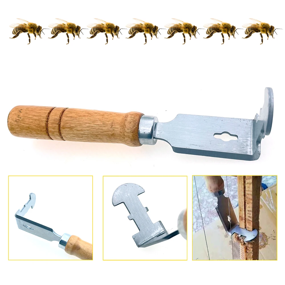 Beehive Frame Cleaner Uncapping Scraper Scoop Out Wax Debris Wooden Handle Blade is Fit Into The Space Keep Clean Beekeeping