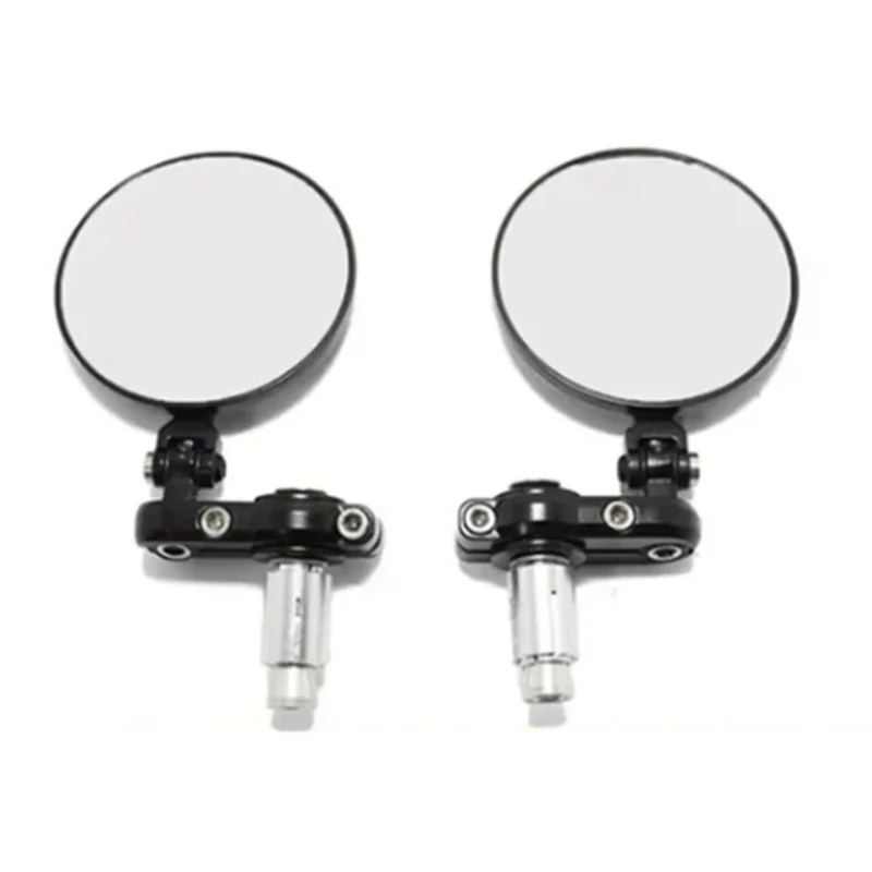 

2 Pcs Motorcycle Rearview Mirror Round Folding Bar End Rear View Side Mirror Black For 7/8in Outer Diameter Handlebar