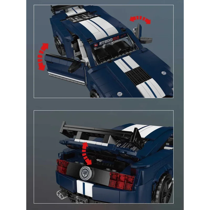 New 1556PCS Mould King 10208 Technical GT500 Building Blocks Bricks Sheby Cars Model Set for Adults Kids Christmas Easter Gifts