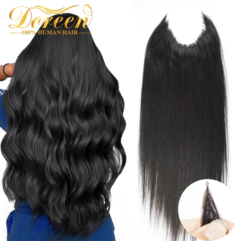 

Doreen 100% Premium Human Hair Ice Extensions with Micro Bonds Invisible Bond Hair Extensions Thread Knotted 18" 20" 100 stands