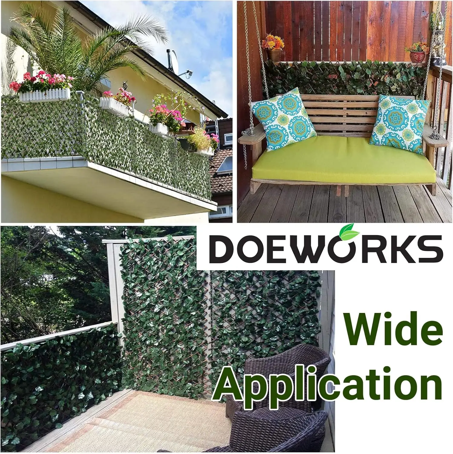 Expandable Fence Privacy Screen for Balcony, Patio, and Outdoor, Faux Ivy Material, Green, 2PACK for Home Decorations