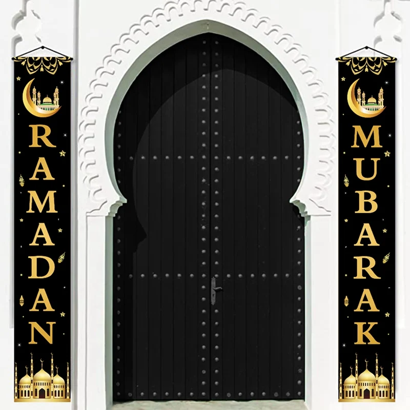 Bannière de porte pour l'Aïd Moubarak, décoration du Ramadan pour la maison, décor de fête musulmane islamique, cadeaux de l'Aïd Adha, décoration du Ramadan Kareem, 2025