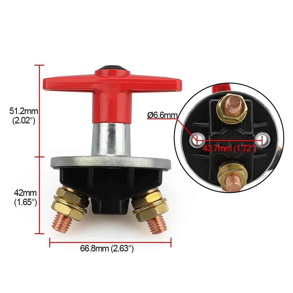 12V 24V Red 2Key Cut Off Battery Main Kill Switch Vehicle Car Modify Isolator Disconnector Truck Boat Auto Car Power Switch 300A