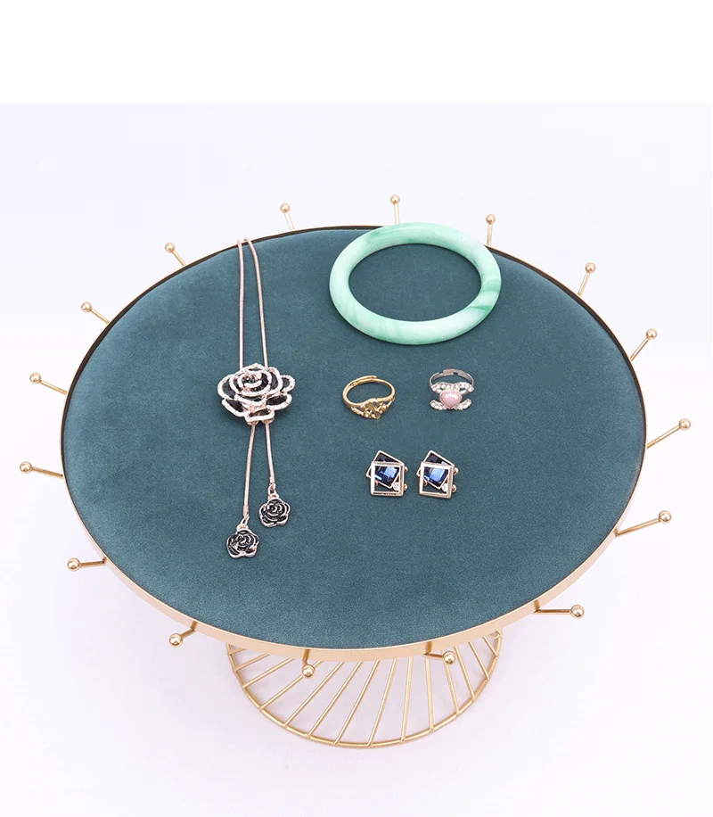 Green Round Drum Tray Basket Store Jewelry Display Storage Display Props Jewelry Display Shelf Desktop Storage Shelf