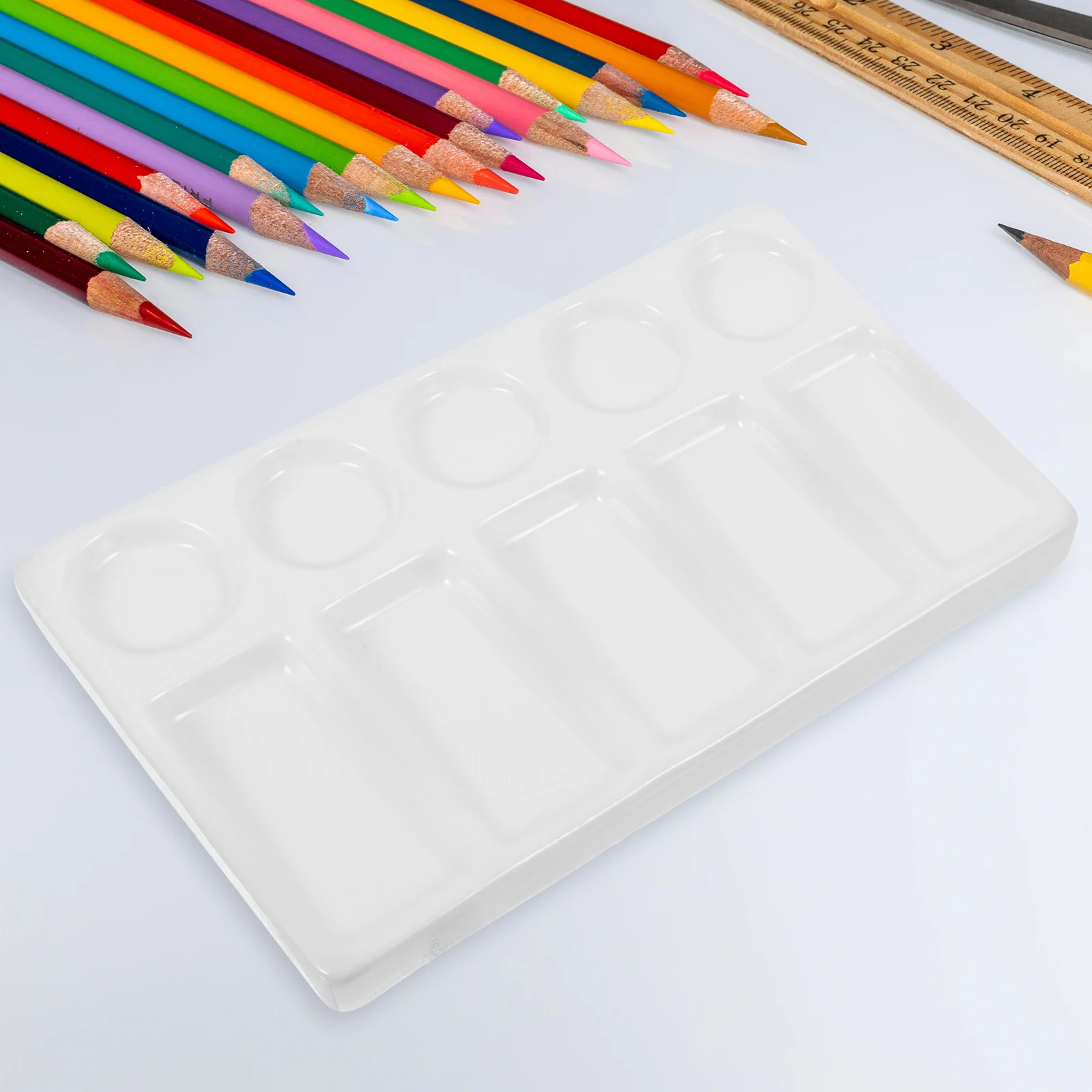 

Rectangular Palette White Plastic 10-Well Painting Palette For Watercolor Acrylic Oil Gift Art Supplies