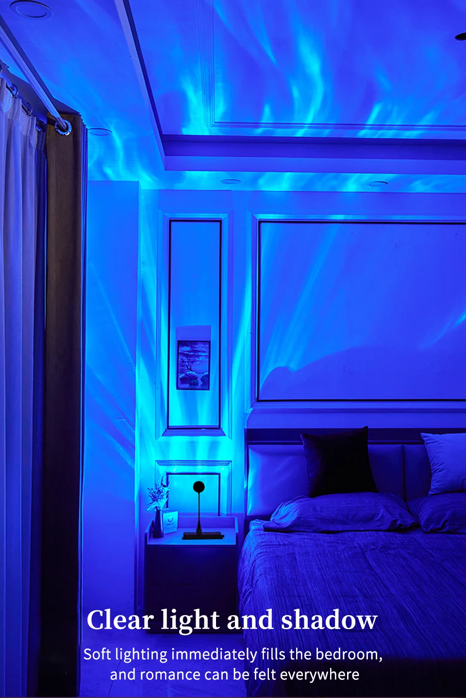 USB Plug-in Water Ripple Shaped Aurora Projection Light Touch/remote Control Color Changing Lighting Atmosphere Decoration Light