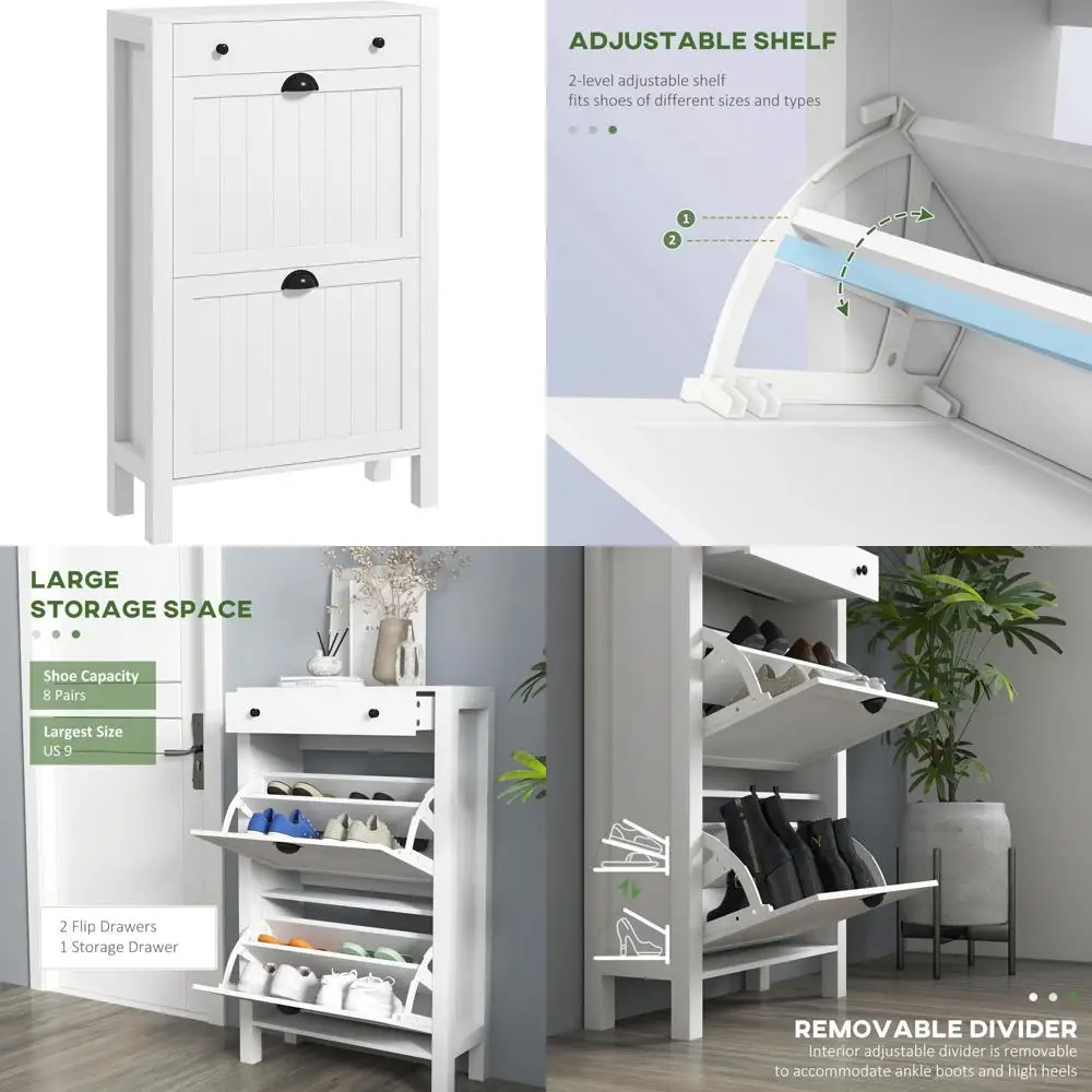 منظم خزانة الأحذية قائم بذاته مع أرفف قابلة للتعديل وأدراج قابلة للطي ودرج علوي للمدخل