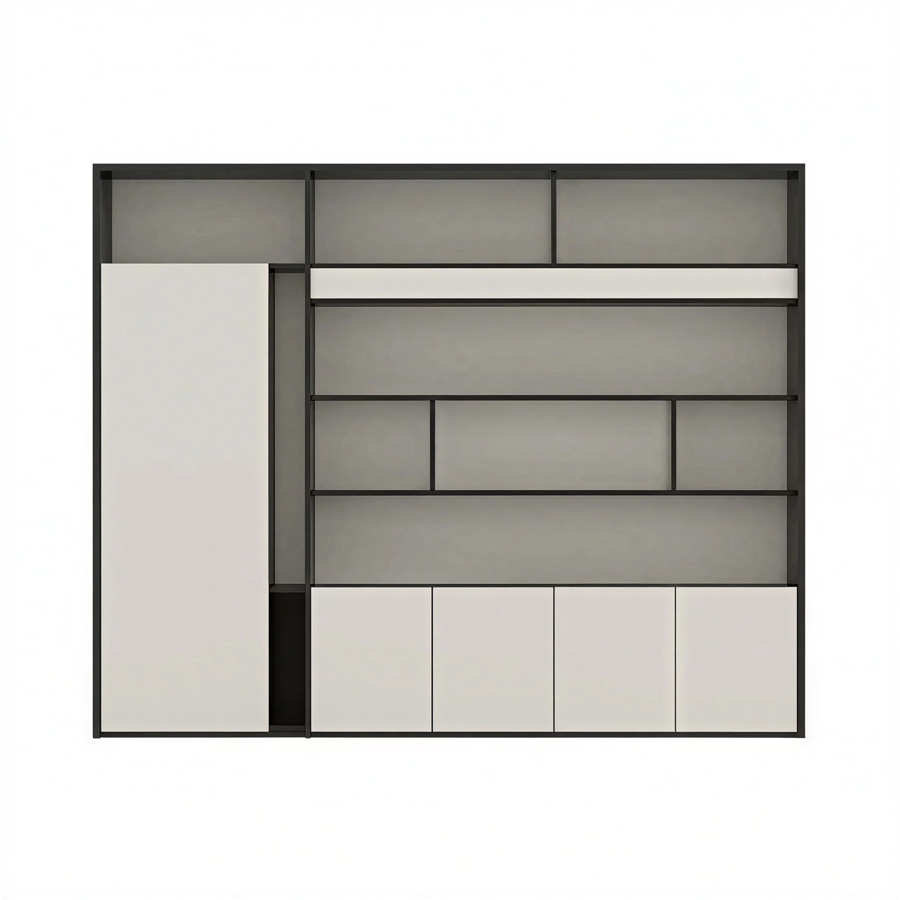 ！@Minimalist Modern File Cabinet with Open Shelves Display & Storage Dual-Purpose for Office Reception Areas & Lounges