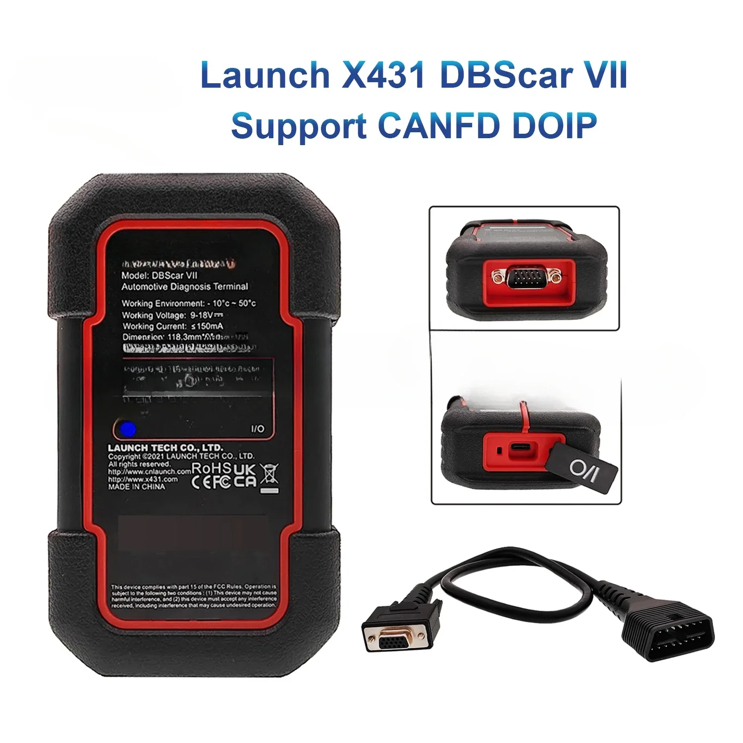 Launch-escáner de código X431 DBScar VII DBSCAR 7, conector Bluetooth, compatible con protocolos CANFD CAN FD DOIP para X-DIAG/X