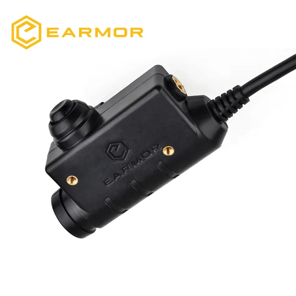 EARMOR Tactical PTT Tactical Headset Button activated push-to-talk PTT adapter M51 and AUX radio interface KENWOOD