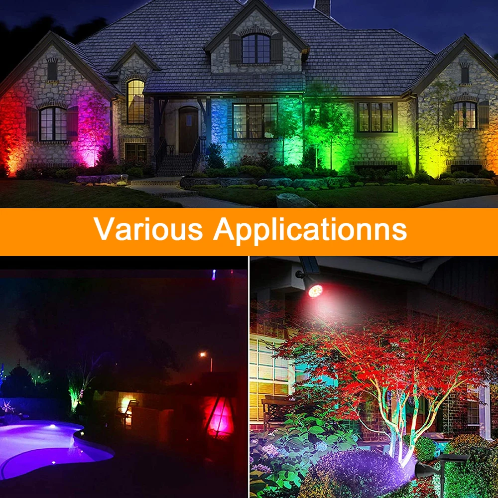 LED Outdoor Solar Lights RGB Changing Lawn Ground Lamp IP65 Waterproof Landscape Spotlights Garden Decoration Outdoor Lights