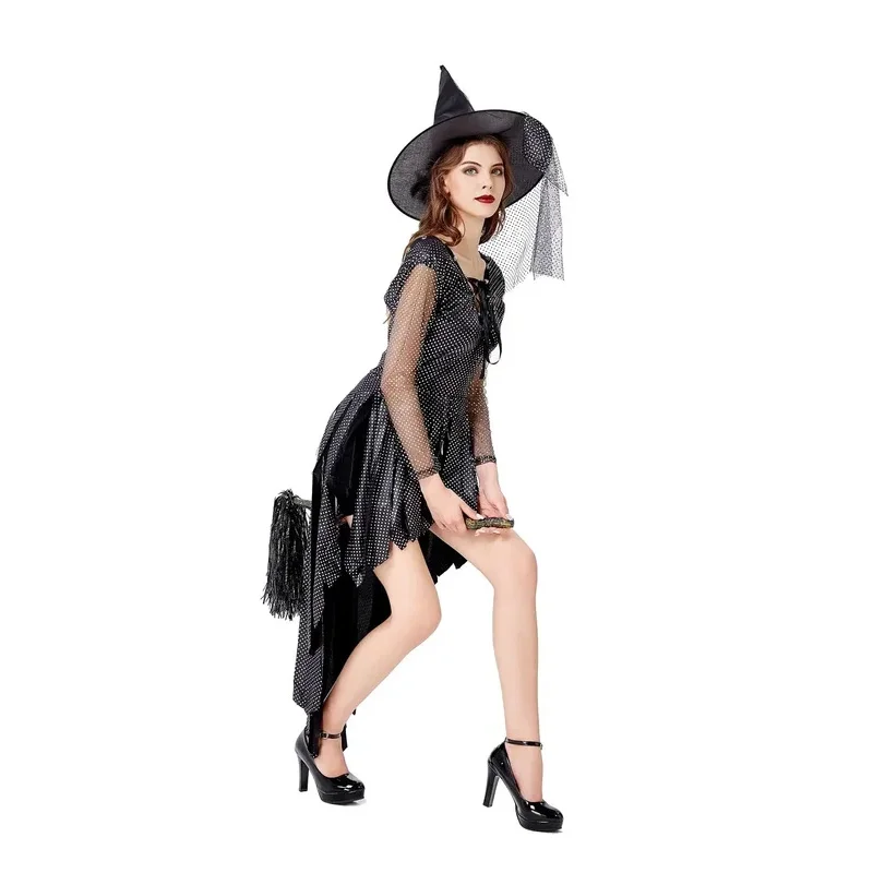Halloween Party Adult Witch Costume Set Sexy Witch Stage Drama Costume Uniform With Hat & Dress