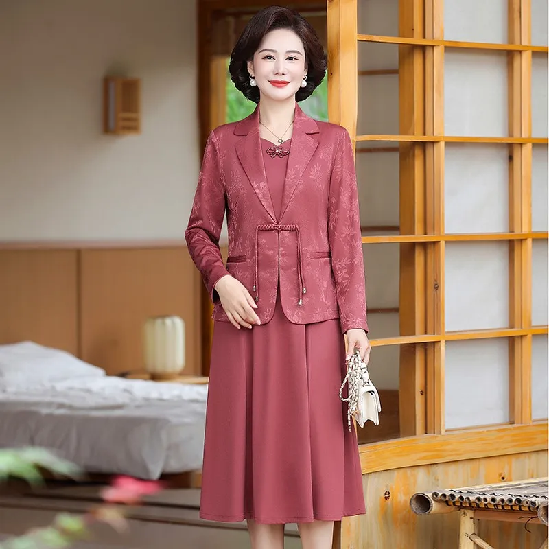 Autumn Fashion Vintage Dress Sets for Women Two Piece Jacket and Pencil Skirt Suit Office Lady Outfit